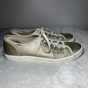 Keds Kickstart Sneakers Women's Size 10 Gold Metallic Lace Up Ortholite Comfort